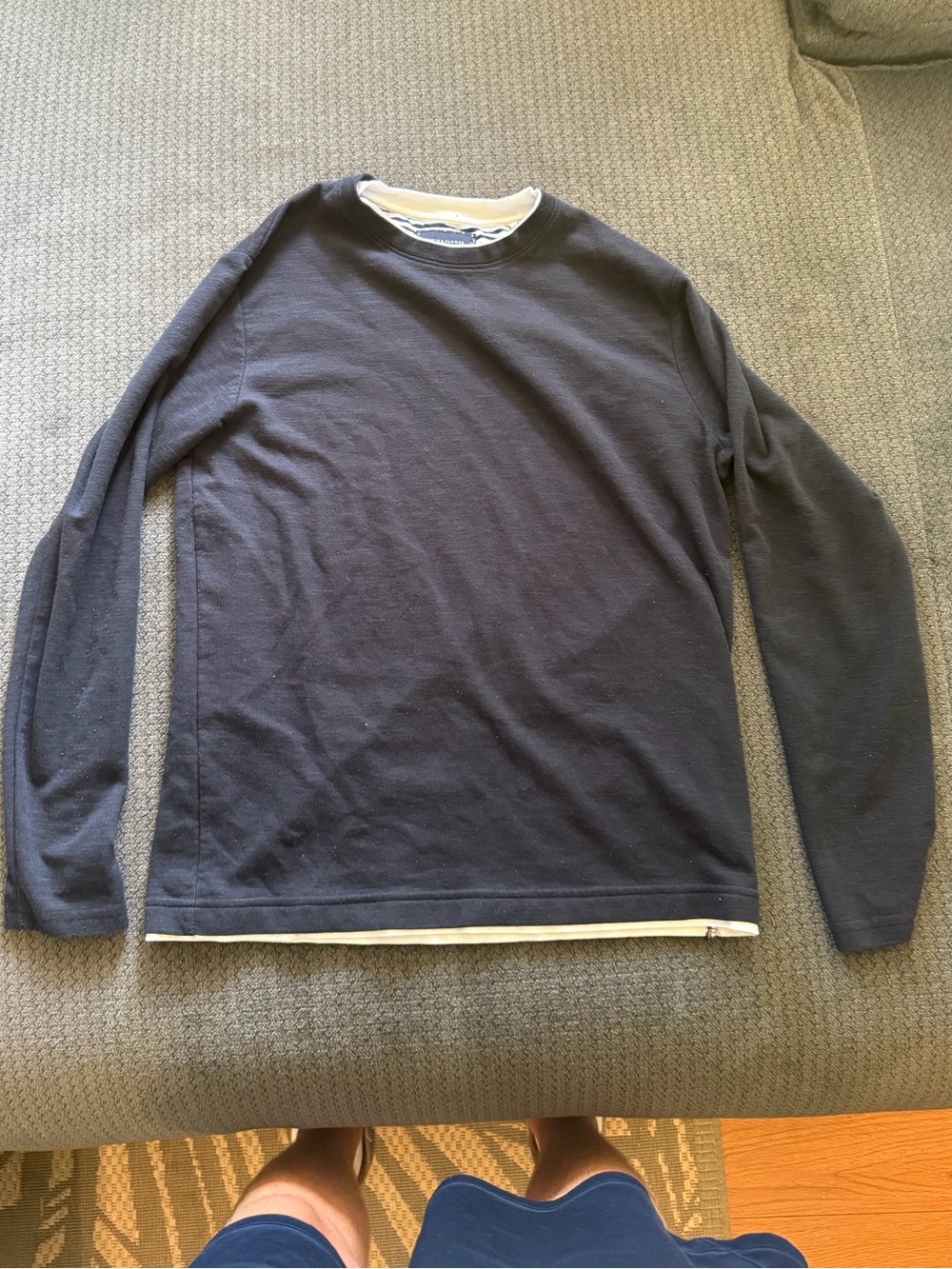 Navy and White Striped Crewneck Top